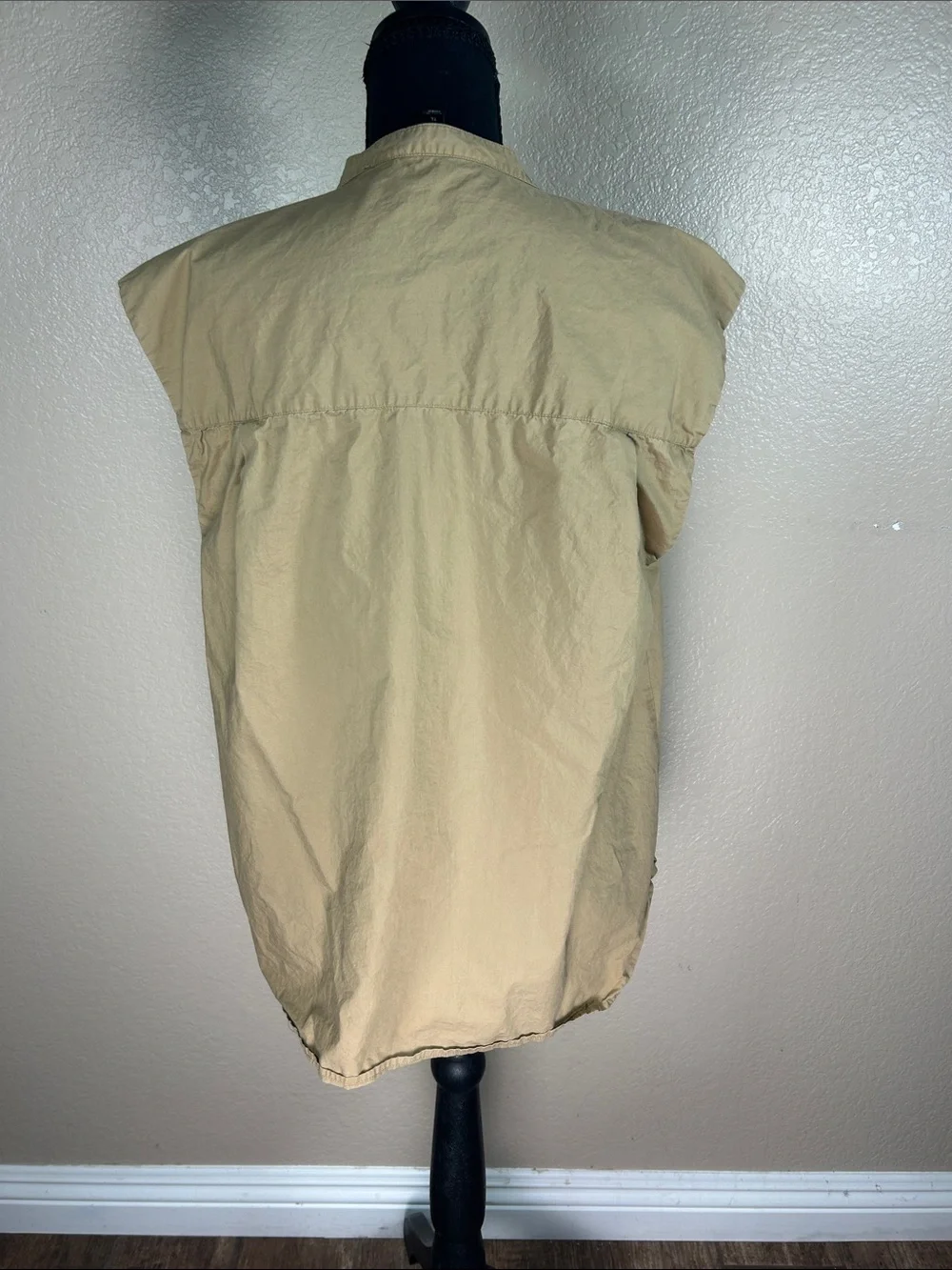 J.Crew Tall Large Khaki Popover Top Short Sleeve Cotton Blouse